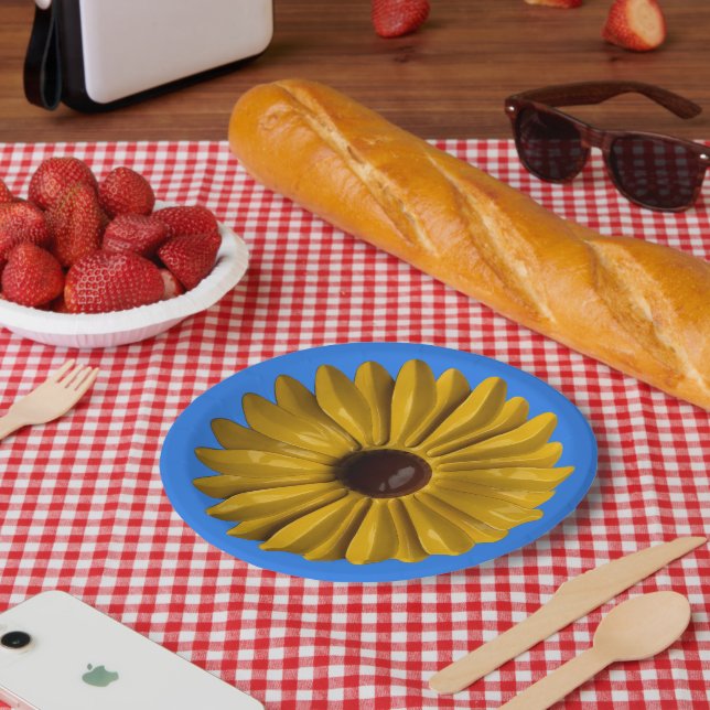 Sunflower Flower Picknic Garden Party Floral Paper Plate (Picnic)
