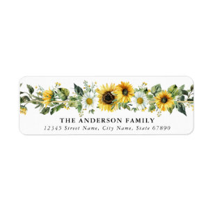 Sunflower Flower Return Address Labels