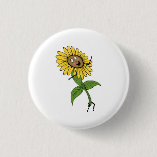 Sunflower, flower theme 3 cm round badge
