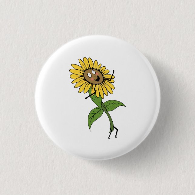Sunflower, flower theme 3 cm round badge (Front)