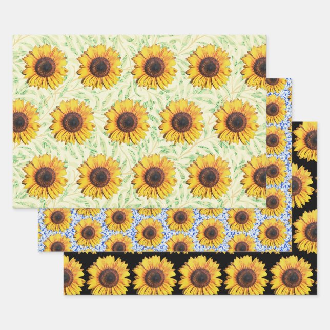 Sunflower Flowers Floral Art Wrapping Craft Paper (Set)
