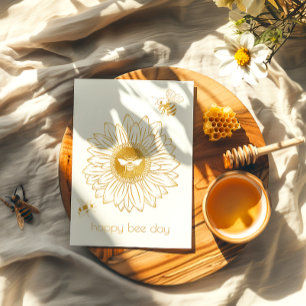Sunflower Foil Happy Bee Day Birthday Card