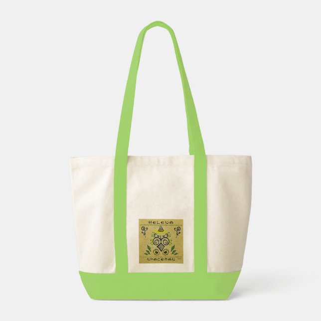Sunflower Folk Pattern and your name Tote Bag (Back)