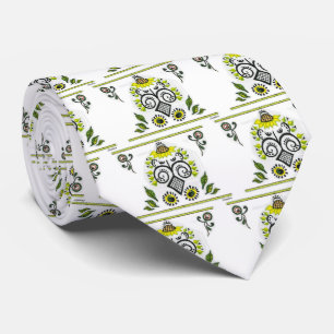 Sunflower Folk Pattern by Alexandra Cook Tie