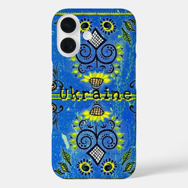 Sunflower Folk Pattern on Turquoise Blue Case-Mate Case-Mate iPhone Case (Back)