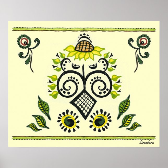 Sunflower Folk Pattern Poster (Front)