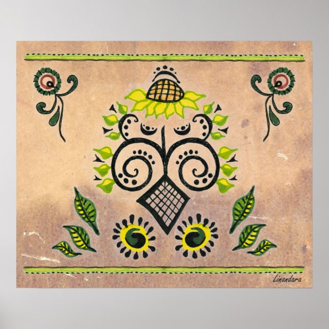 Sunflower Folk Pattern Poster (Front)