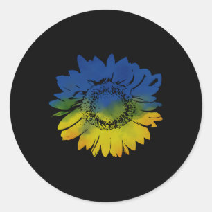 Sunflower For Ukraine Flag Colors Blue Yellow  Classic Round Sticker