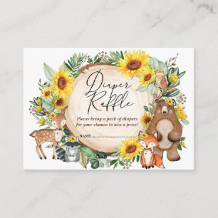Sunflower Forest Woodland Animals Diaper Raffle Enclosure Card