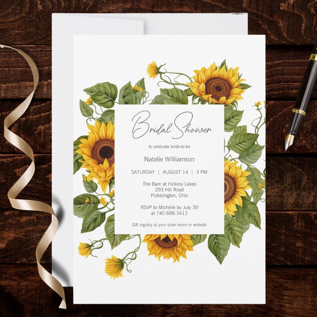 Sunflower Frame Bridal Shower  Invitation (Creator Uploaded)