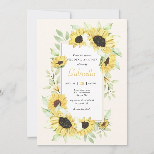 Sunflower Frame  Invitation (Front)