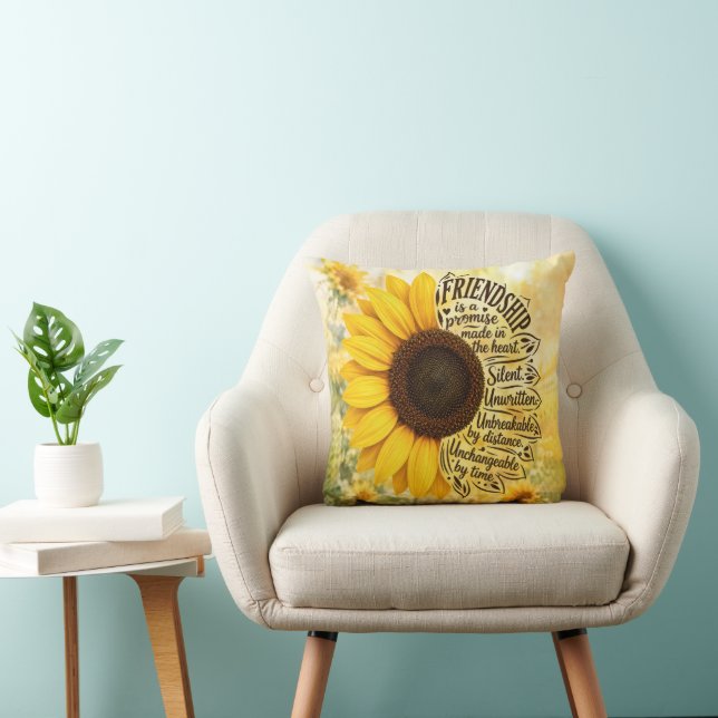 Sunflower Friendship Quote Cushion (Chair)