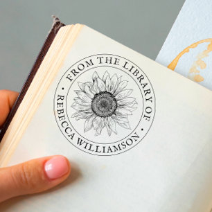Sunflower From the Library of Custom Name Book Self-inking Stamp