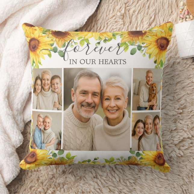 Sunflower Funeral In Loving Memory Photos Keepsake Cushion (Blanket)