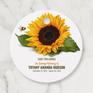 Sunflower Funeral Memorial Favour Tags