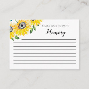 Sunflower Funeral Share a Memory Enclosure Card