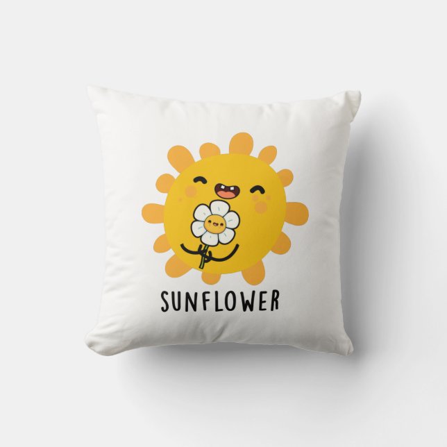 Sunflower Funny Sun And Flower Pun Cushion (Front)