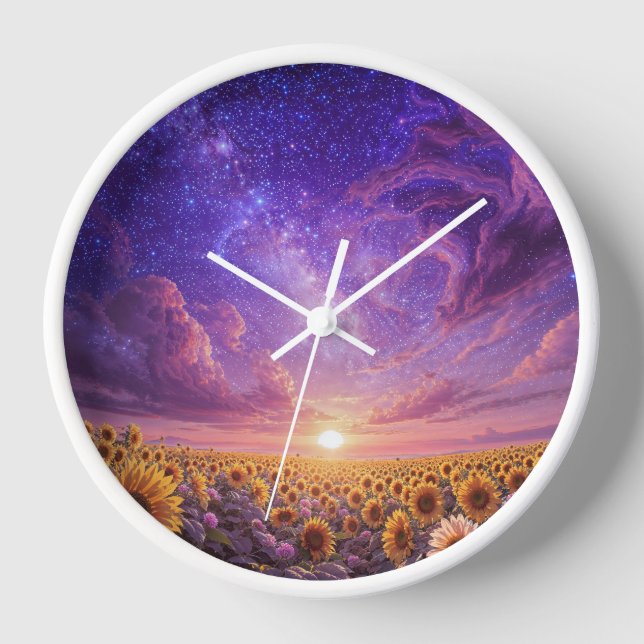 Sunflower Galaxy Sunset Wall Clock (Front)