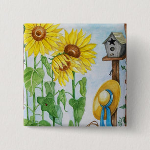 Sunflower Garden 15 Cm Square Badge