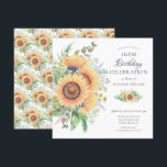 Sunflower Garden 16th Birthday  Invitation<br><div class="desc">Floral 16th birthday party invitation featuring gorgeous hand painted Sunflower bouquet & leafy green leaves.  Flip our invite over to view a coordinating  back for an extra special touch.</div>