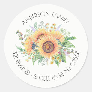 Sunflower Garden Address Label Sticker