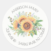 Sunflower Garden Address Label Sticker