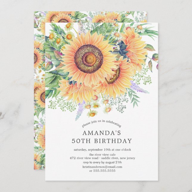 Sunflower Garden Birthday Party Invitation (Front/Back)