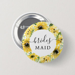 Sunflower Garden Bridal Party Button Bridesmaid