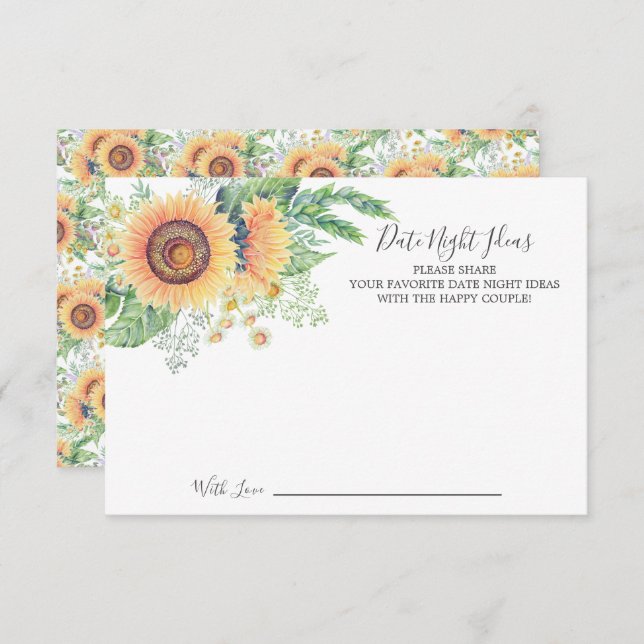 Sunflower Garden Date Night Ideas Card (Front/Back)