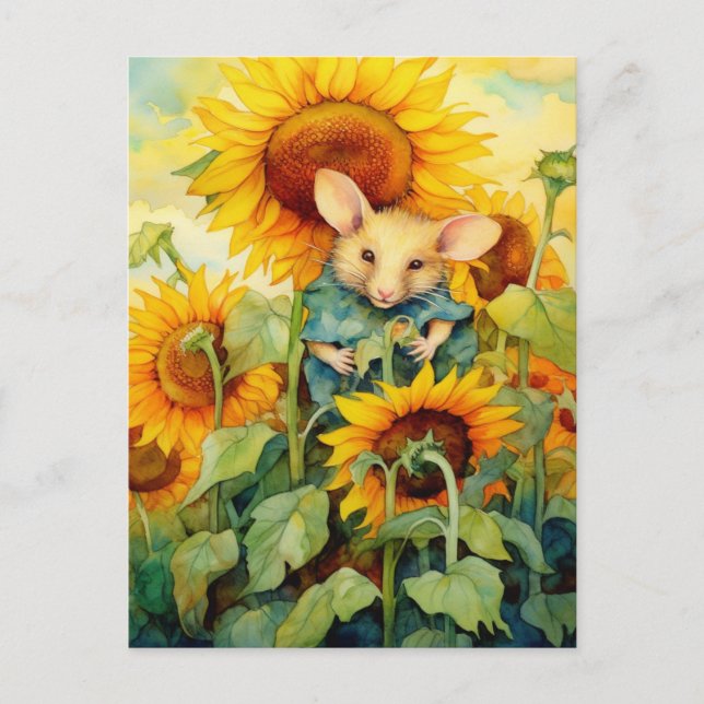Sunflower Garden Mouse 2 of 17 Postcard (Front)