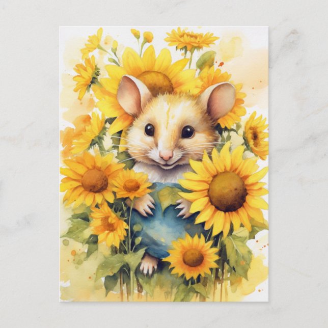 Sunflower Garden Mouse 7 of 17 Postcard (Front)
