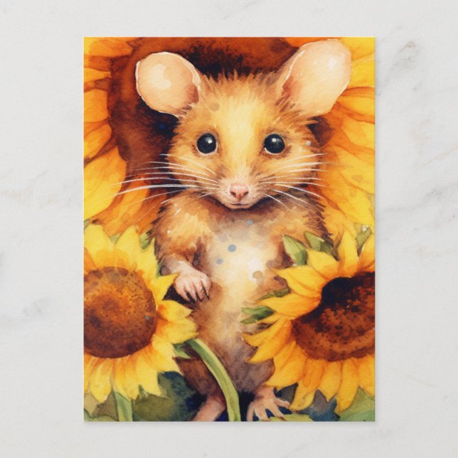 Sunflower Garden Mouse 9 of 17 Postcard (Front)