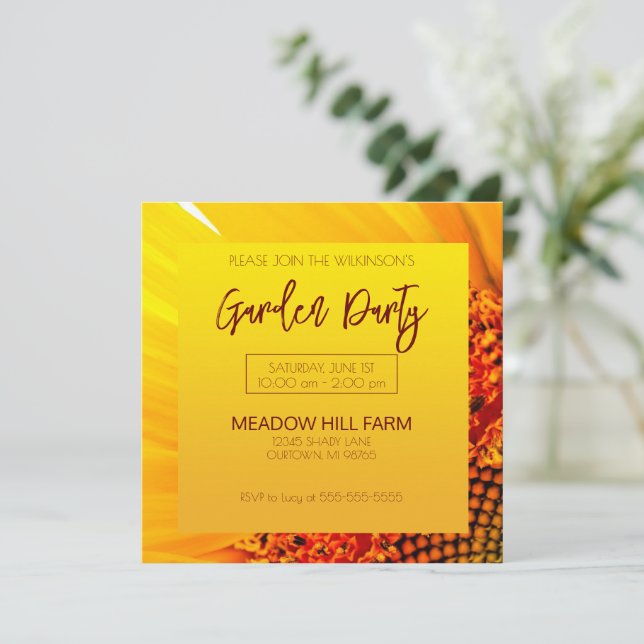 Sunflower Garden Party Invitation (Standing Front)