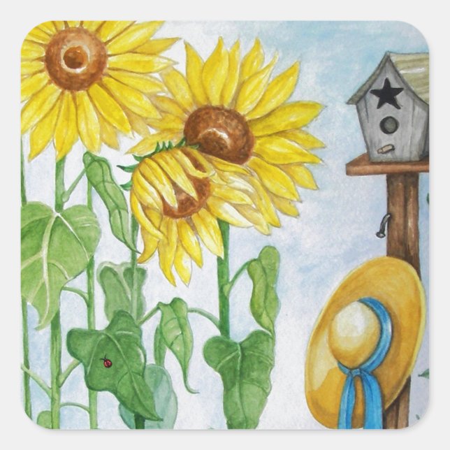 Sunflower Garden Square Sticker (Front)