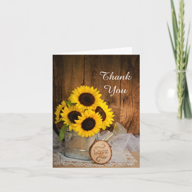 Sunflower Garden Watering Can Bridesmaid Thank You Card (Front)