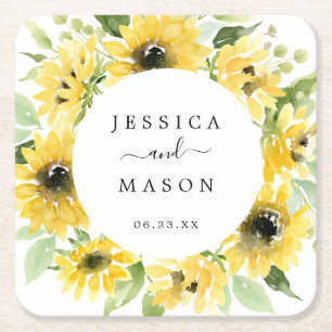 Sunflower Garden Wedding Coasters