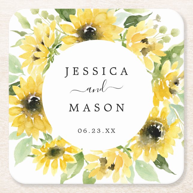 Sunflower Garden Wedding Coasters (Front)