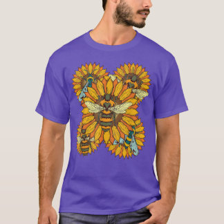 Sunflower Gardener Hippie Flower Blossoms Bee Sunf T-Shirt