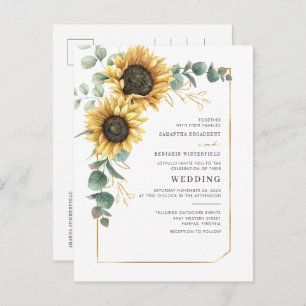 Sunflower Geometric Eucalyptus Floral Wedding Invitation Postcard