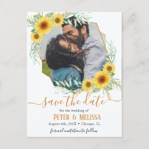 Sunflower Geometric Photo Save the Date Holiday Postcard