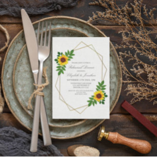 Sunflower Geometric Rehearsal Dinner Invitation