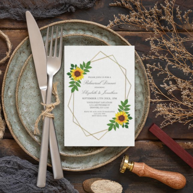 Sunflower Geometric Rehearsal Dinner Invitation (Creator Uploaded)