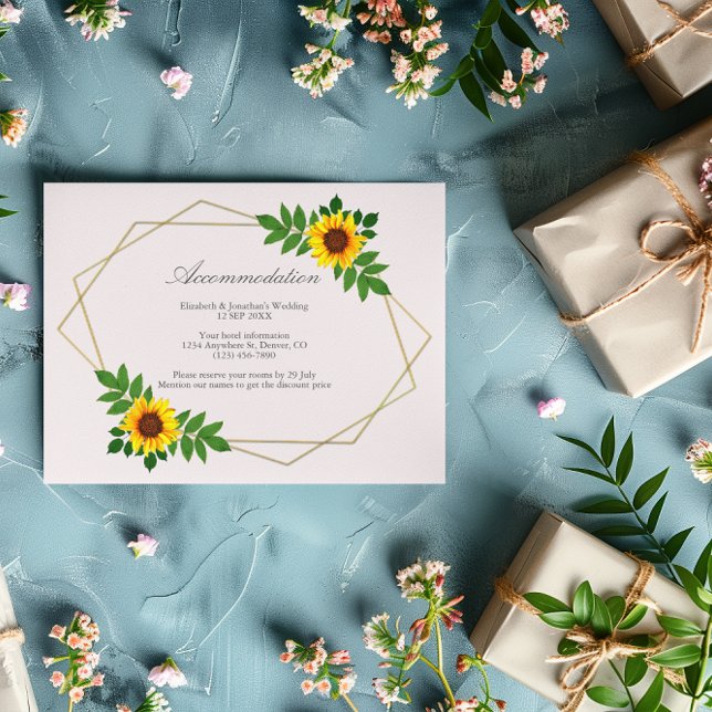 Sunflower Geometric Wedding Accommodation Card (Creator Uploaded)