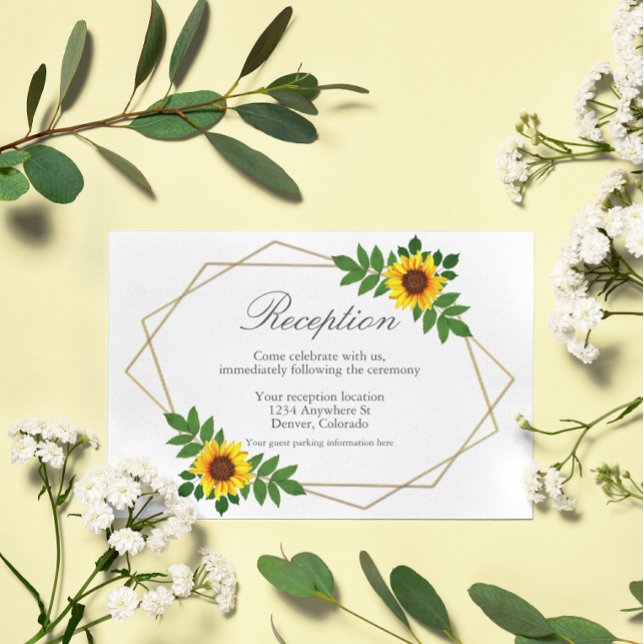 Sunflower Geometric Wedding Reception Card (Creator Uploaded)
