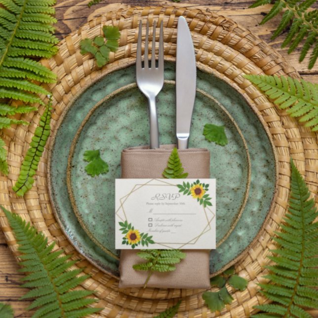 Sunflower Geometric Wedding RSVP Card (Creator Uploaded)
