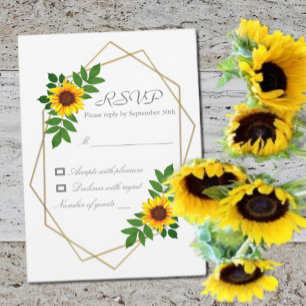 Sunflower Geometric Wedding RSVP Card