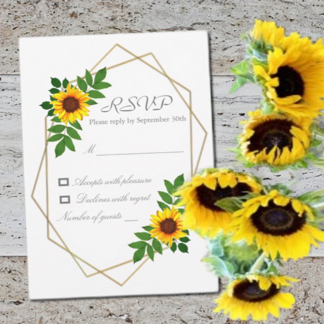Sunflower Geometric Wedding RSVP Card (Creator Uploaded)