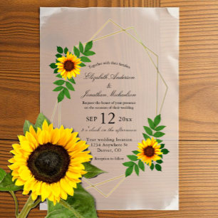 Sunflower Geometric Wedding Vellum Invitations