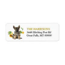 Sunflower German Shepherd Puppy Return Address