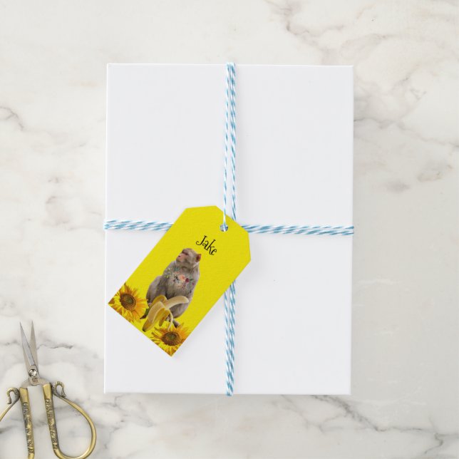Sunflower Gift Tags Floral Monkey (With Twine)